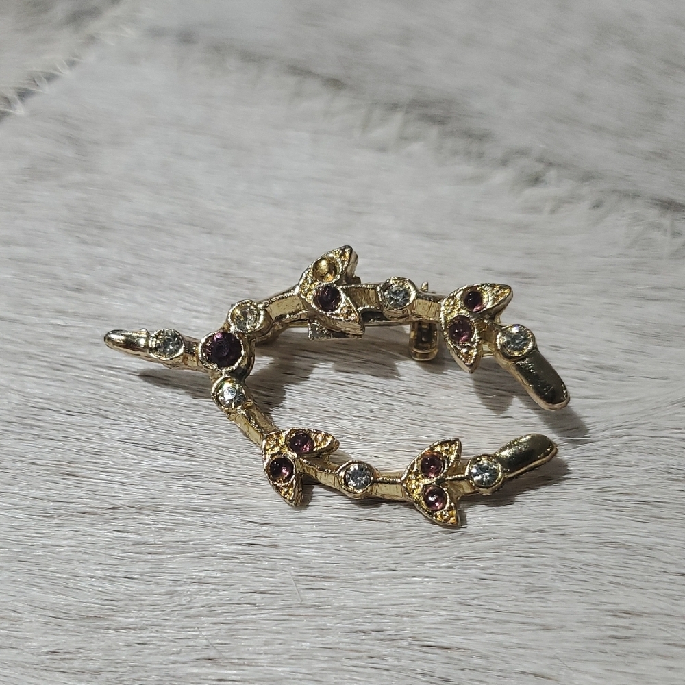 Vintage Gold and Purple Brooch